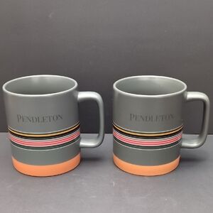 Pendleton Striped Mugs with Orange  Base set of 2.